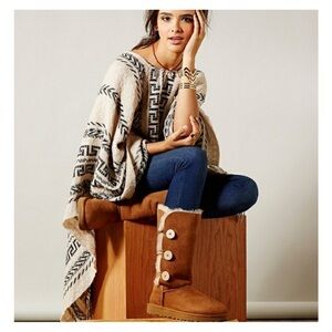 UGG Bailey 3 Button Wrap Chestnut Tan Lined Boots Size 10